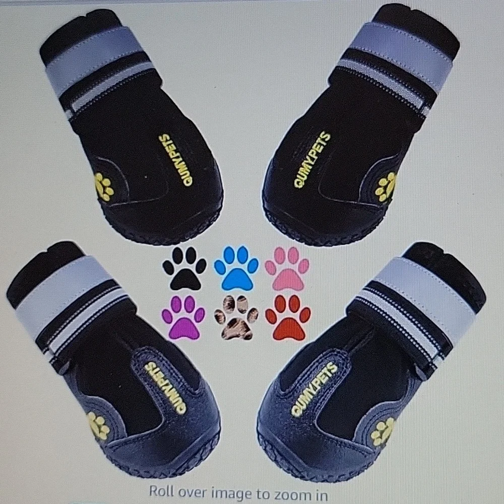QUMY dog shoes boots paw protectors Pack of 4 waterproof anti slip Black…New